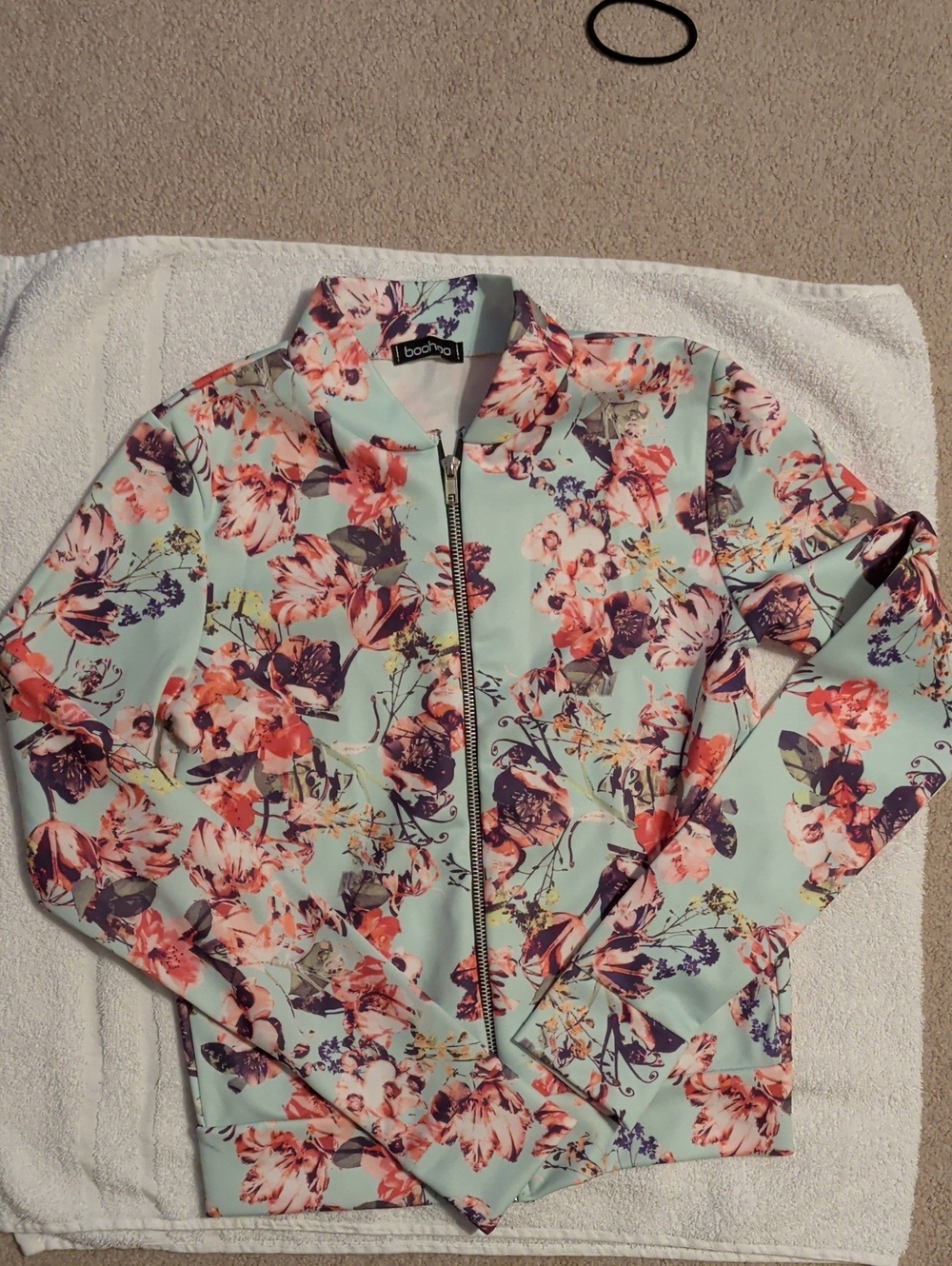 Boohoo Mint Floral Jacket